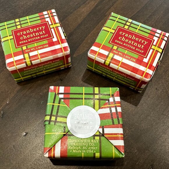 NWT Greenwich Bay - Set of 3 Cranberry Chestnut Shea Butter 1.90 oz Soaps - Picture 1 of 4